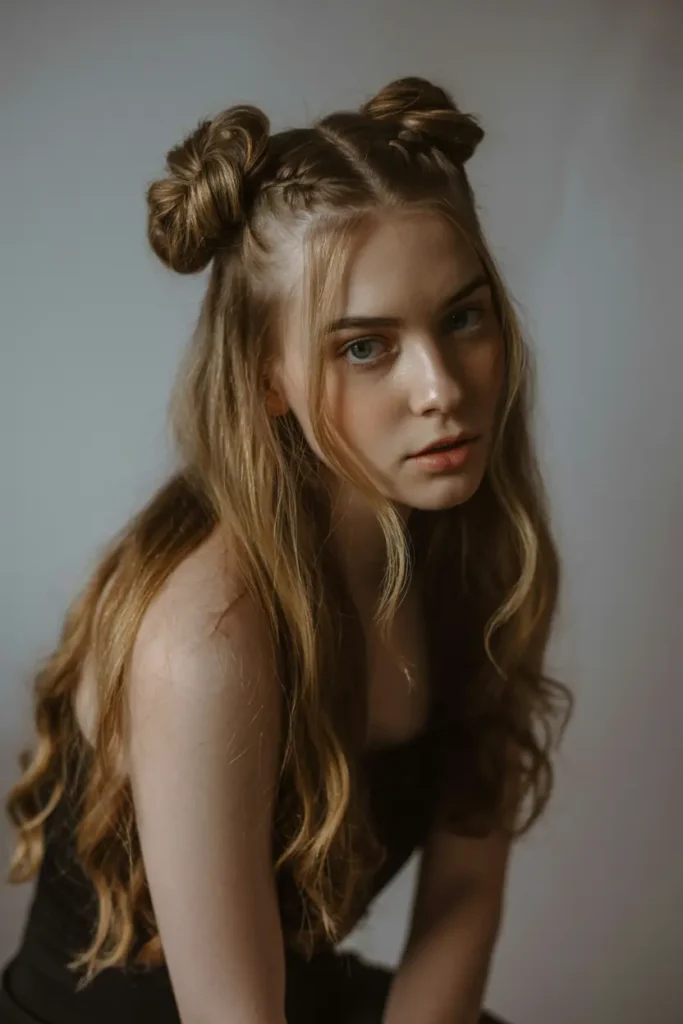 18.half up double buns