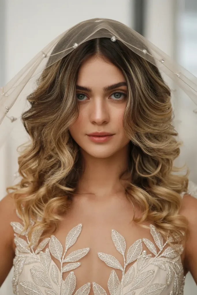 2.big voluminous curls glam bridal hair