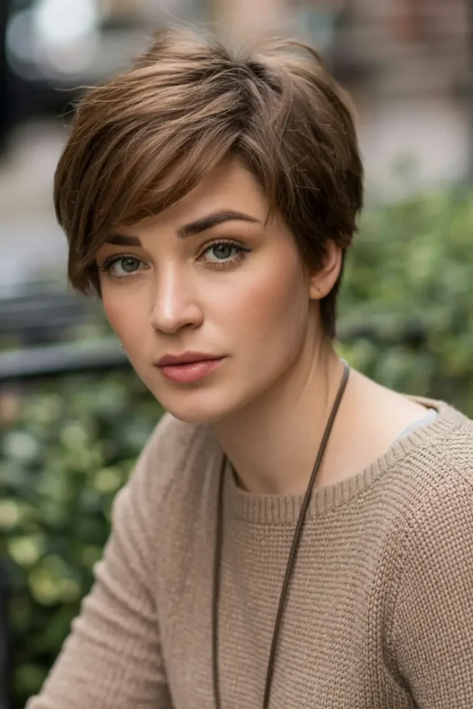 2.tetured brunette pixie bob