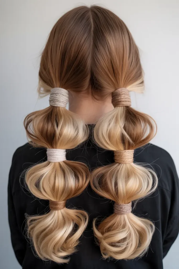 21.bubble braid pigtail with yarn