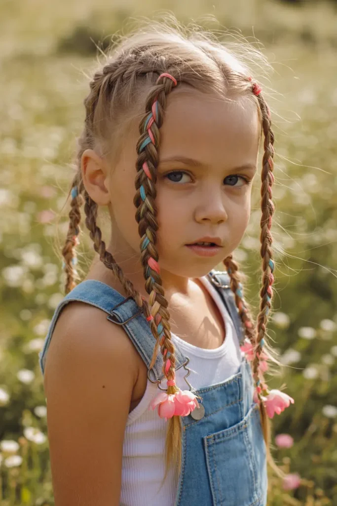 25 Easy Braided Pigtails for Kids That Look Adorable 43 22.braided pigtails for kids with yarn