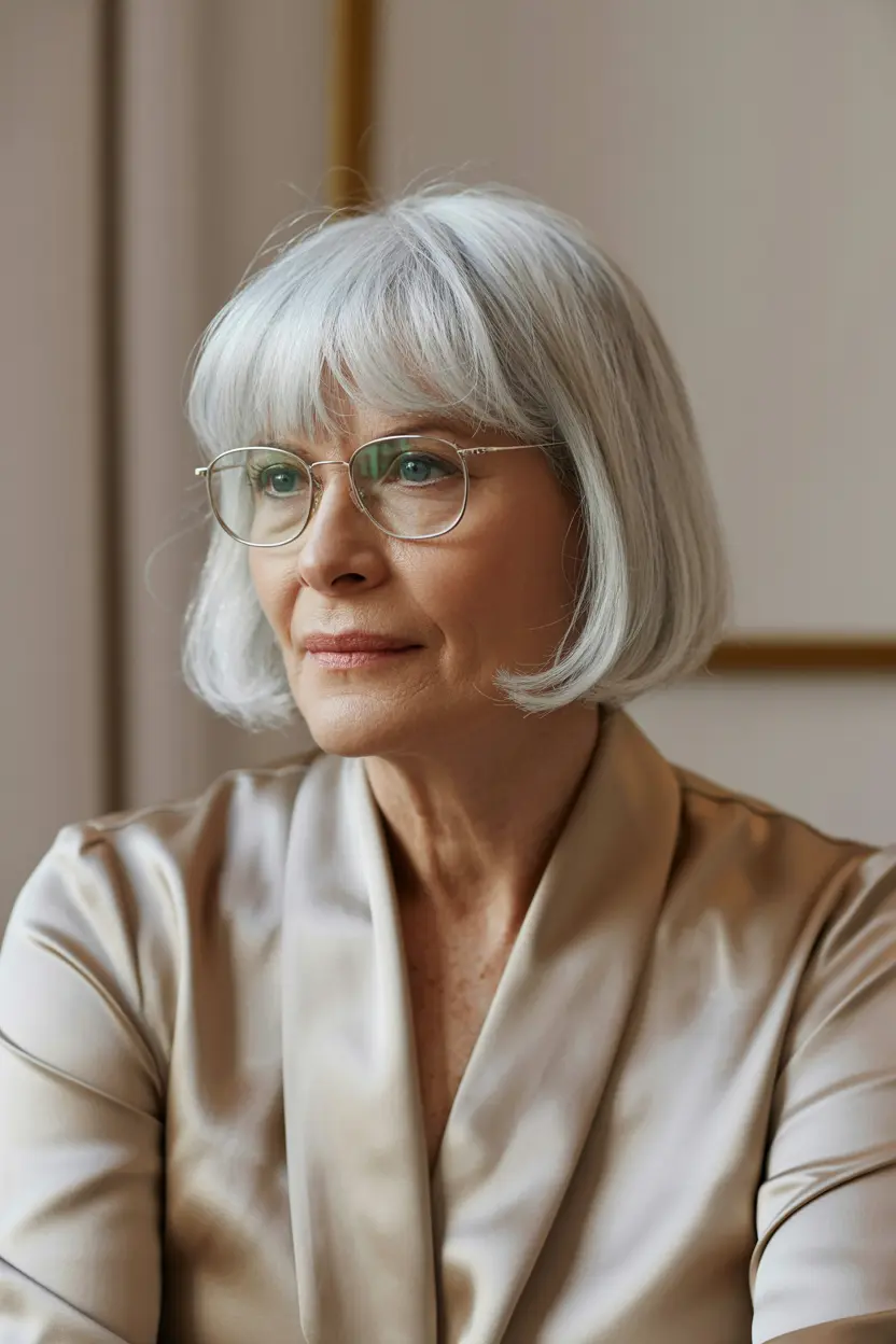 23. face framing silver bob