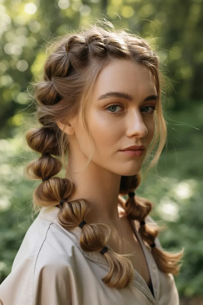 24.twisted bubble braid pigtails