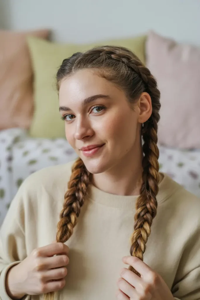 24.yarn accent two pigtails hairstyles