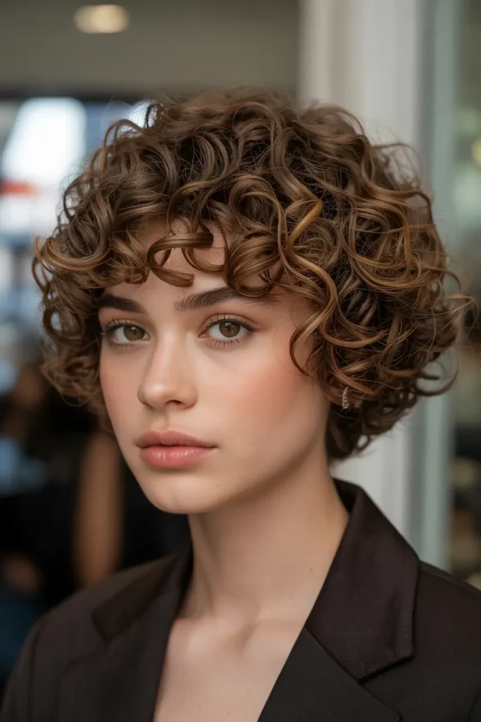 25.sweet brown pixie bob for short curly hairstyles