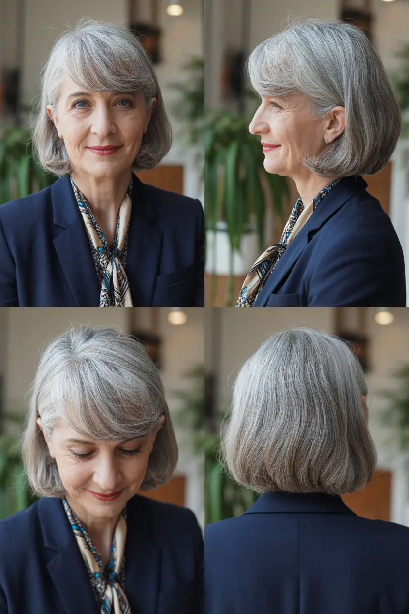 27. sleek bob with thin wispy bangs