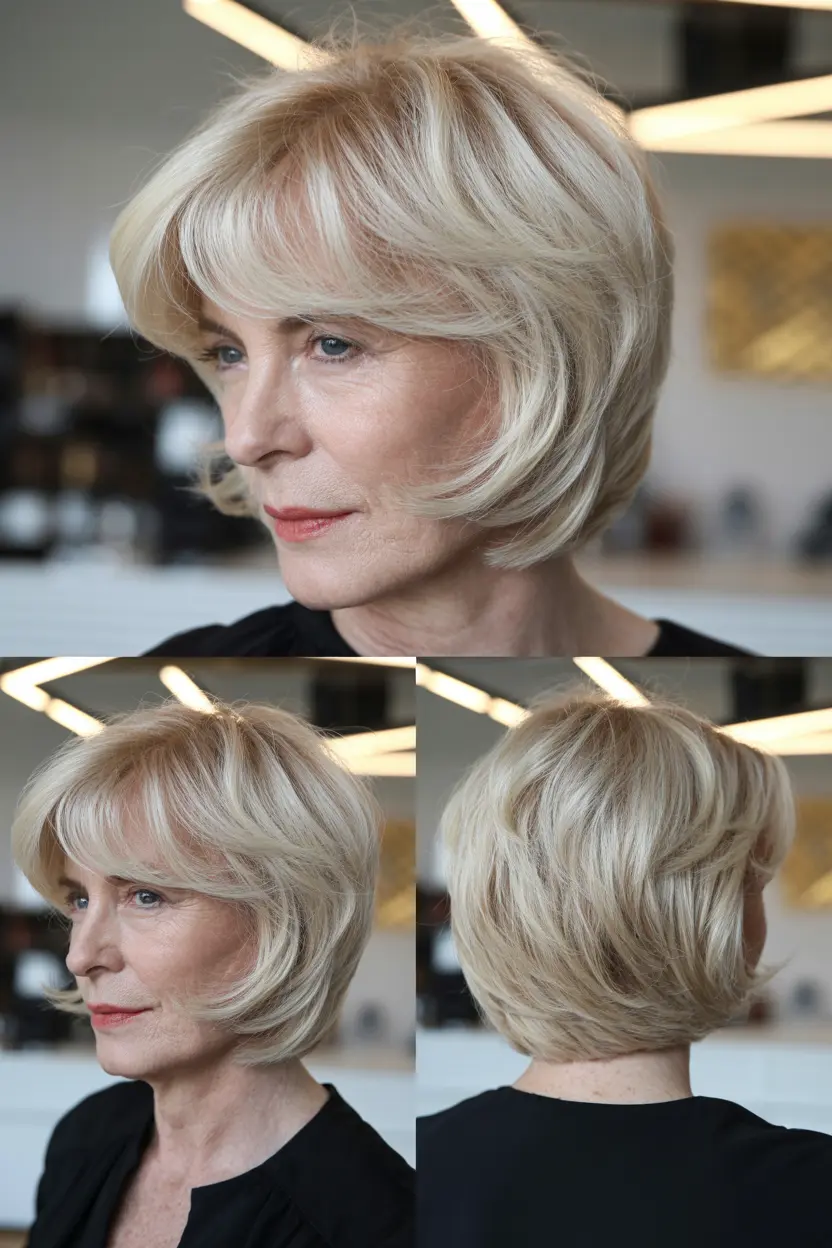 3 shoulder length shag with short bangs