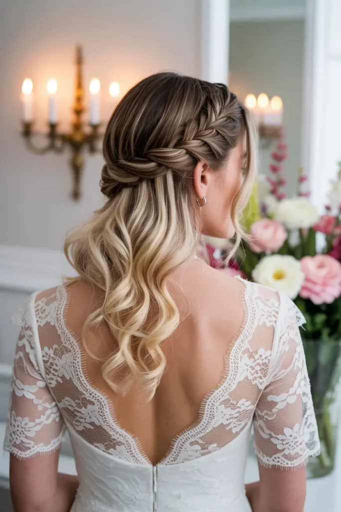 3.half up romantic wedding hair