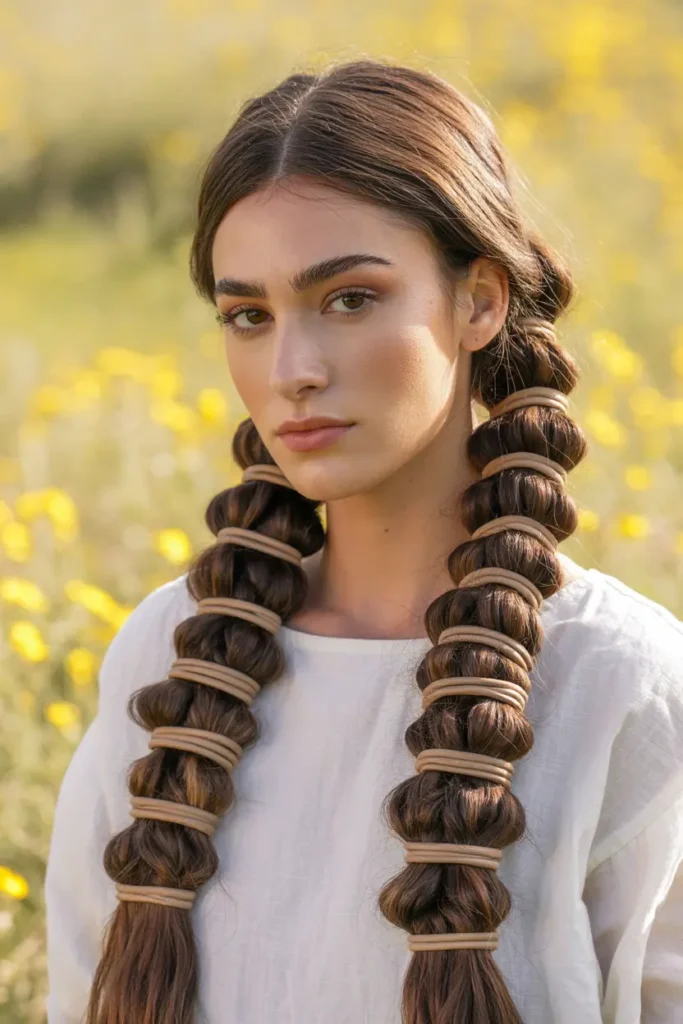 3.low bubble braid pigtails