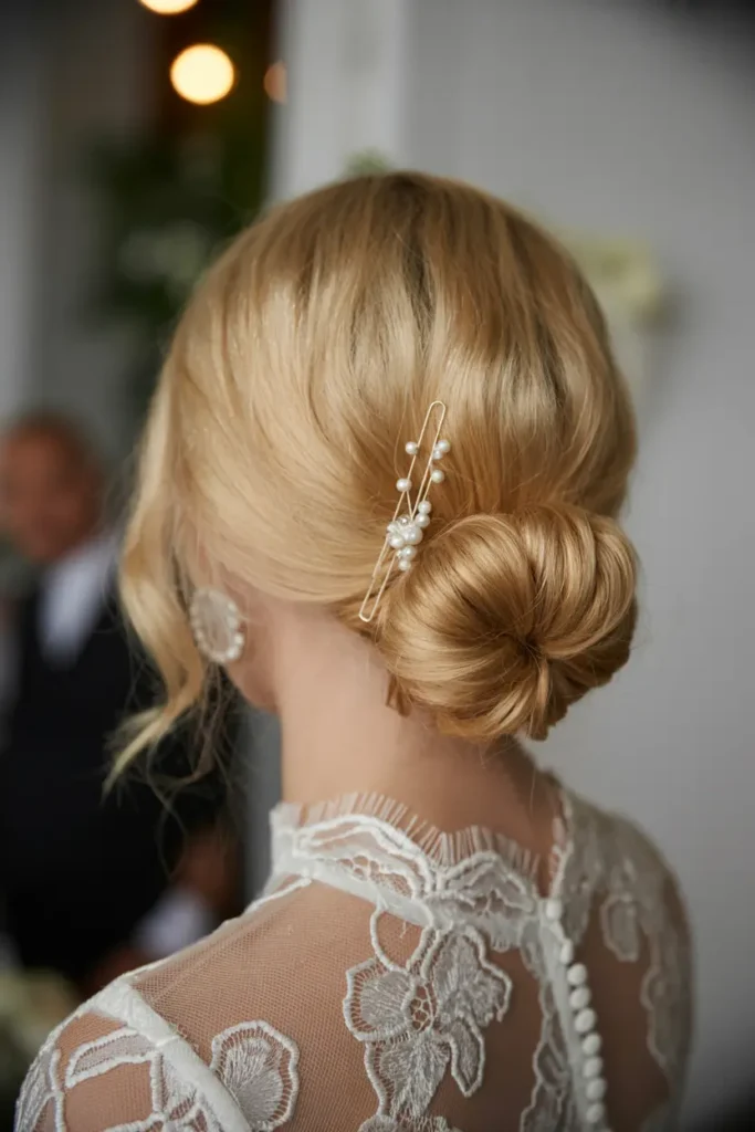 3.sleek updo glam bridal hair