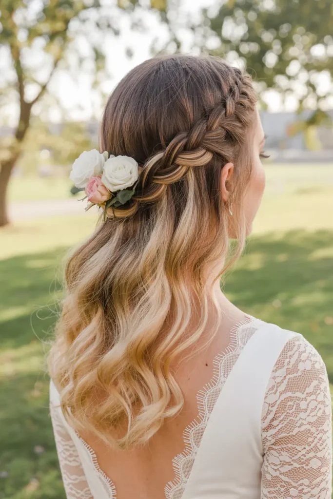4.floral half up half down wedding hair
