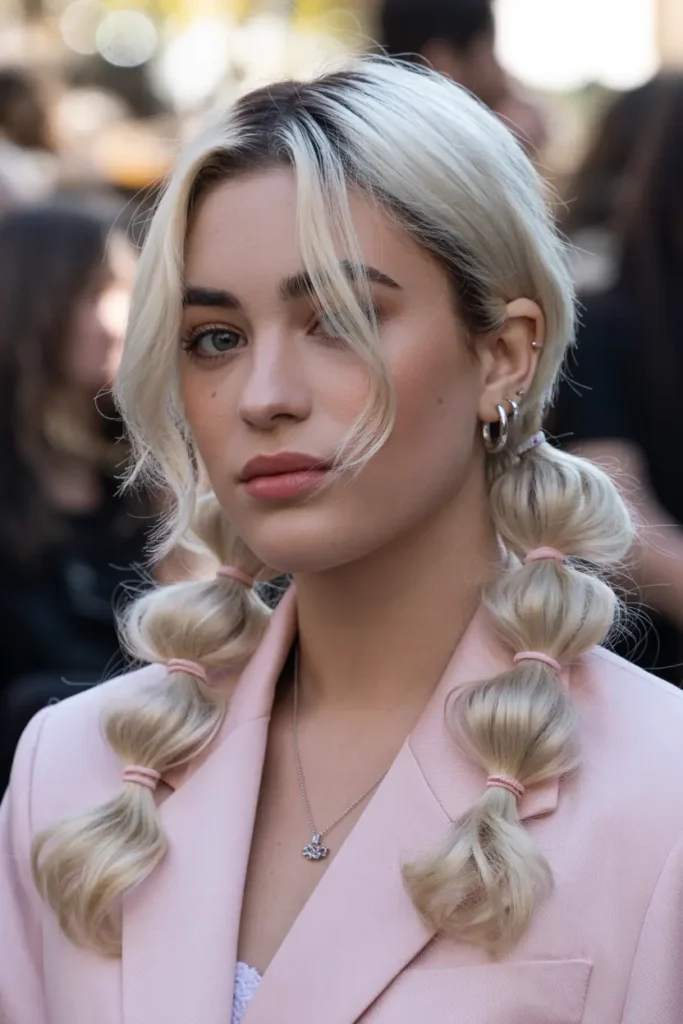 4.side parted bubble pigtails