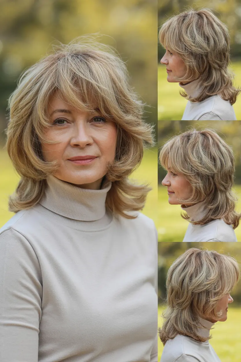 52. shaggy highlights with bangs