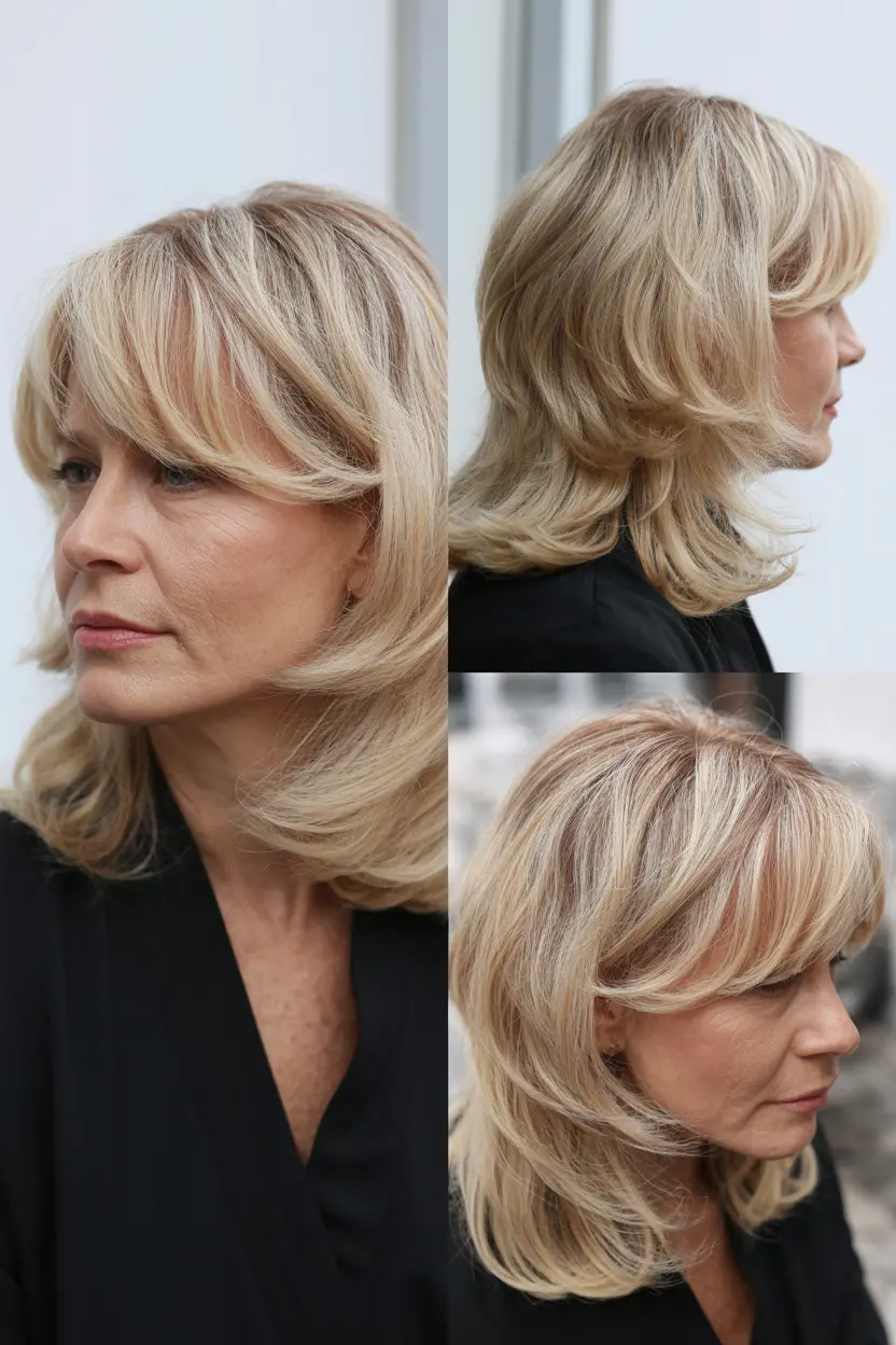58. shoulder length layers with fringe
