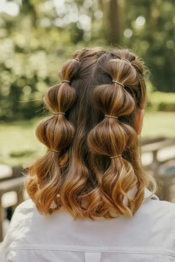 6.half up bubble braid pigtails