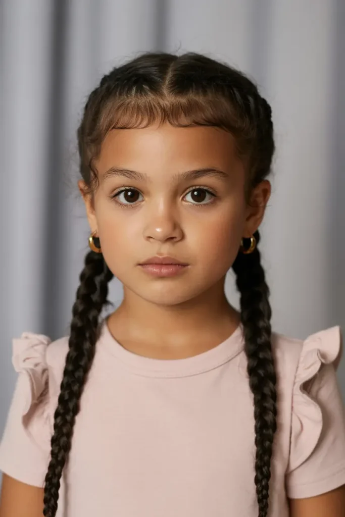 25 Easy Braided Pigtails for Kids That Look Adorable 11 6.low braided pigtails for kids