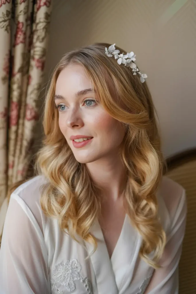 6.romantic half up half down curls