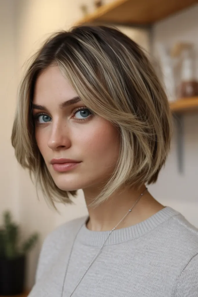 6.rooty bob with lived in highlights