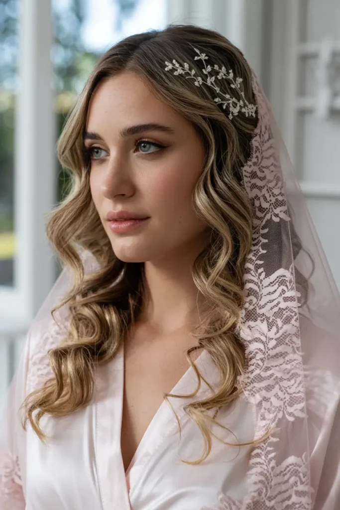 6.soft glam bridal half up hair