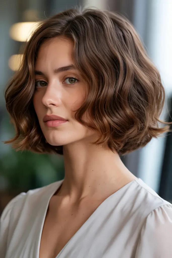 64.gray chin lenght bob with curls