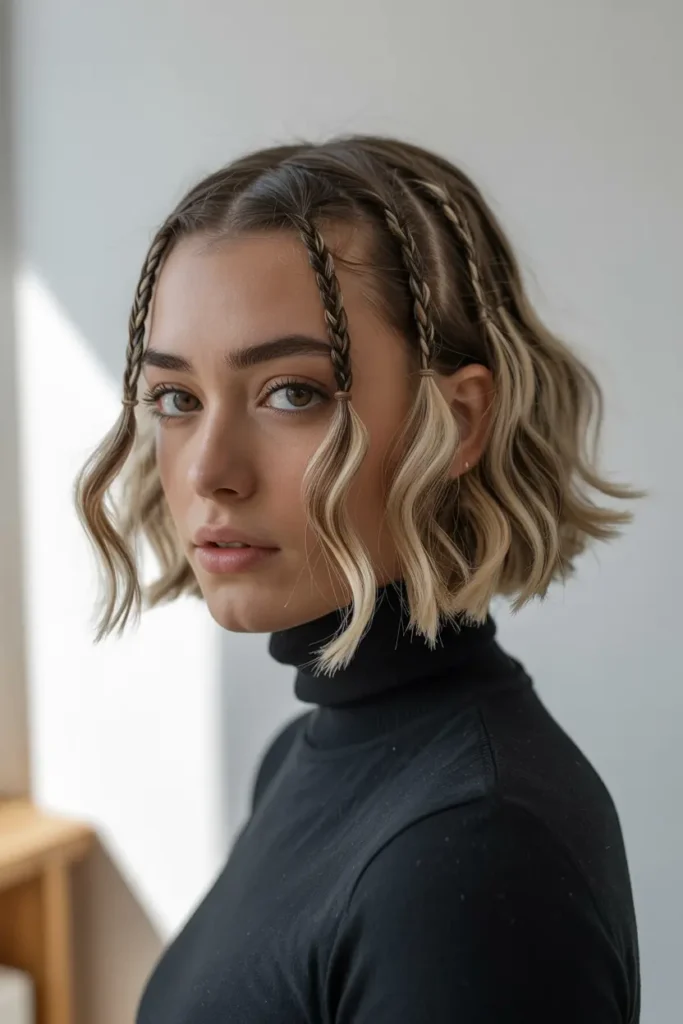 7.braided bob with waves