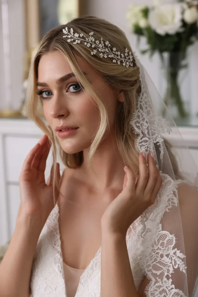 7.crystal embellished glam bridal hair