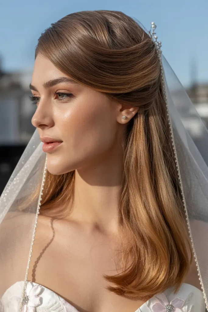 7.side swept half up wedding hair