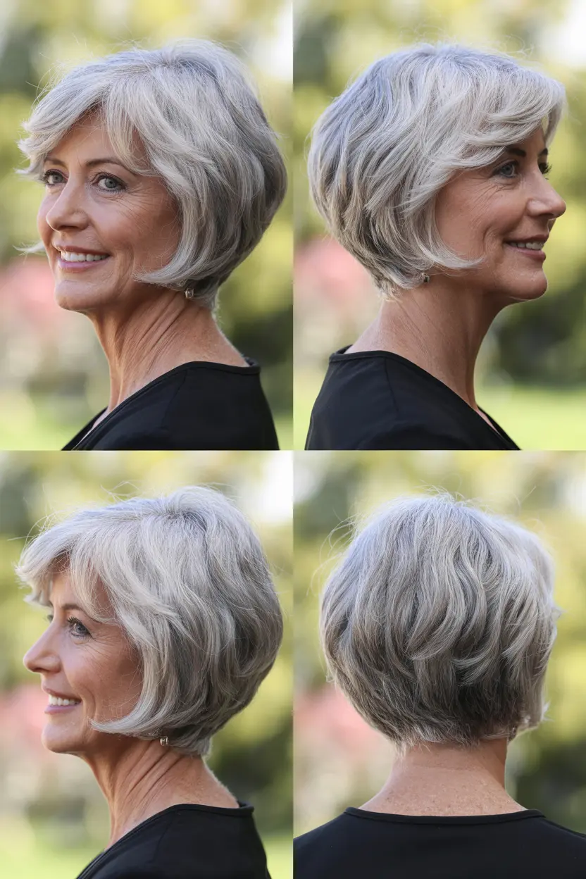 73. chin length bob with wispy bangs