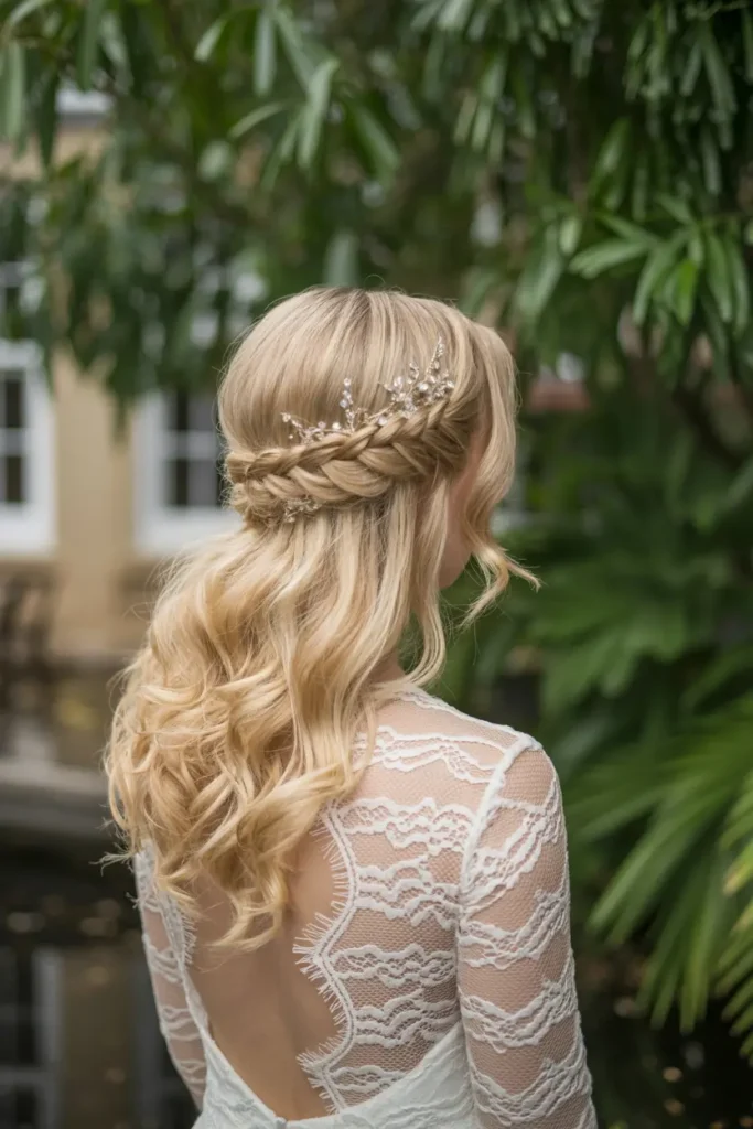 8.bohemian half up wedding style