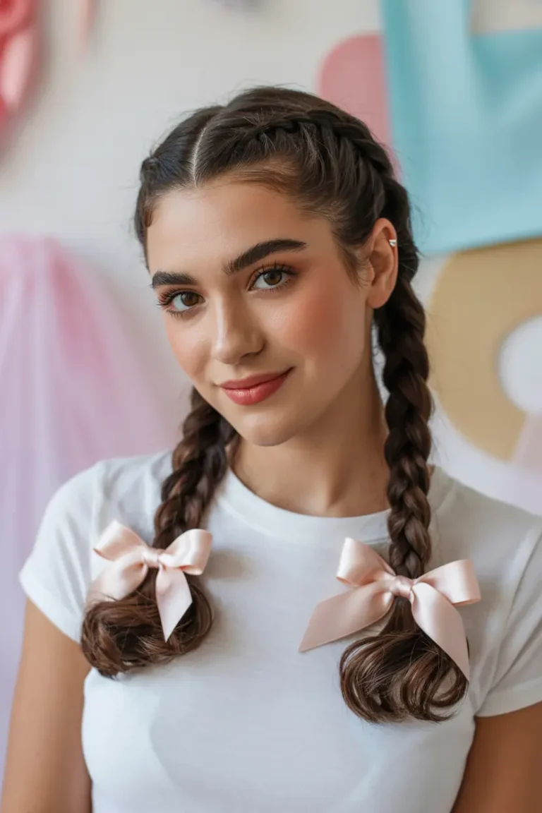 25 Adorable Braided Pigtails with Bows for Any Occasion