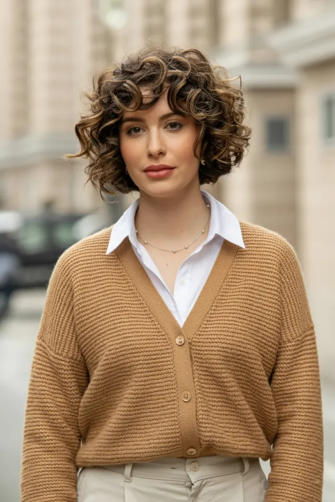 84.choppy layered curly bob