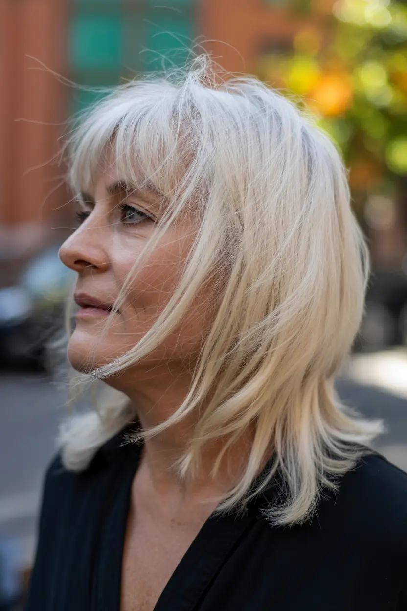 85. uneven bangs hairstyles with bangs for older women