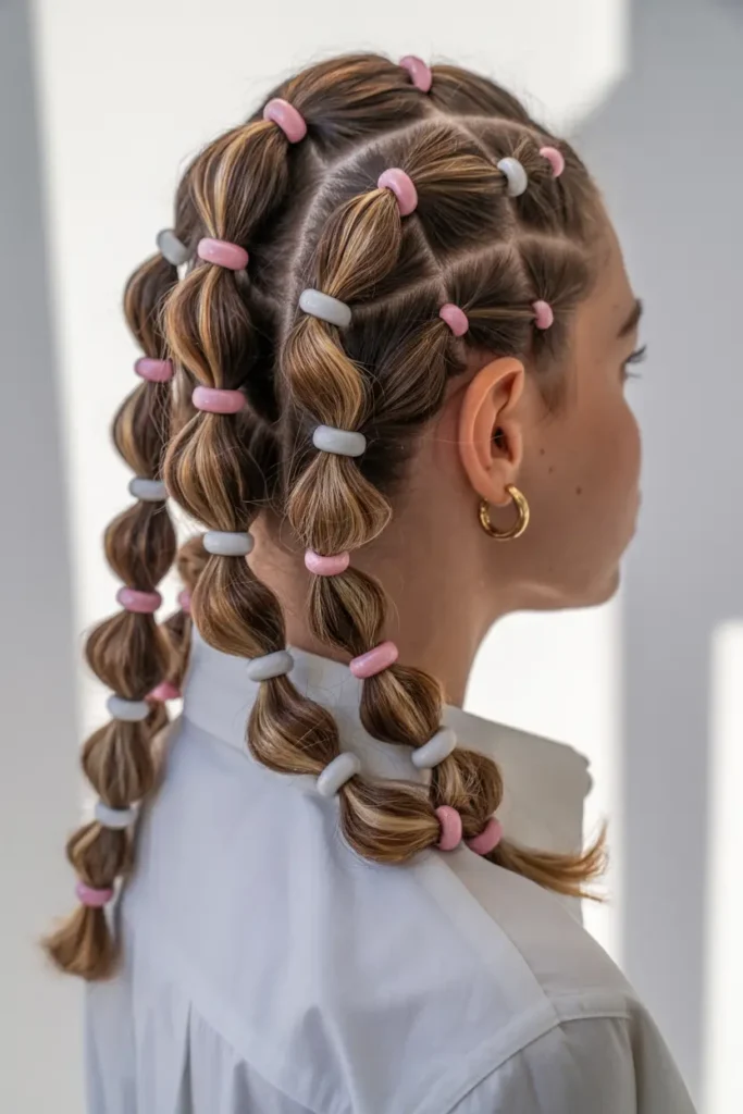 9.bubble pigtails with beads