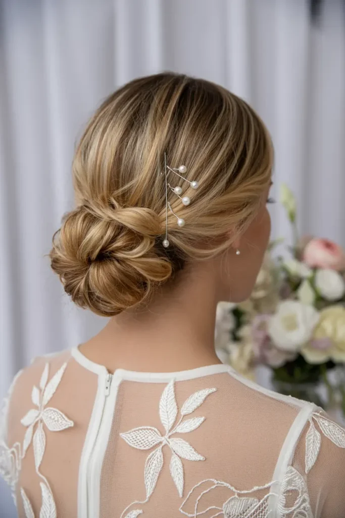 9.low chignon glam bridal hair