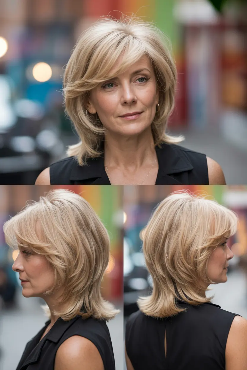 90. chic asymmetric cut with long side bangs