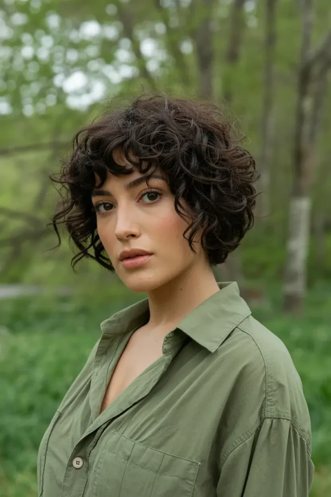 90.short curly crop with sharp edges