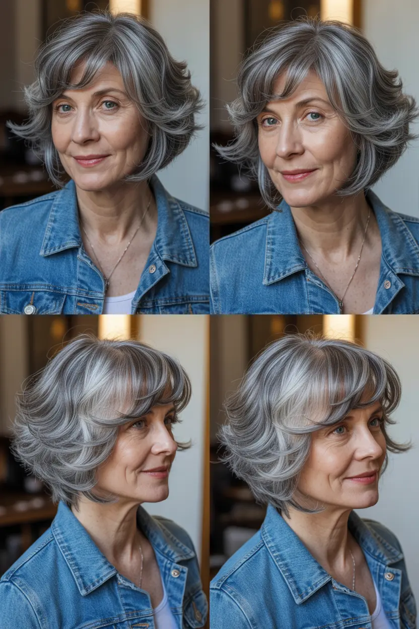 94. versatile textured lob with side swept bangs