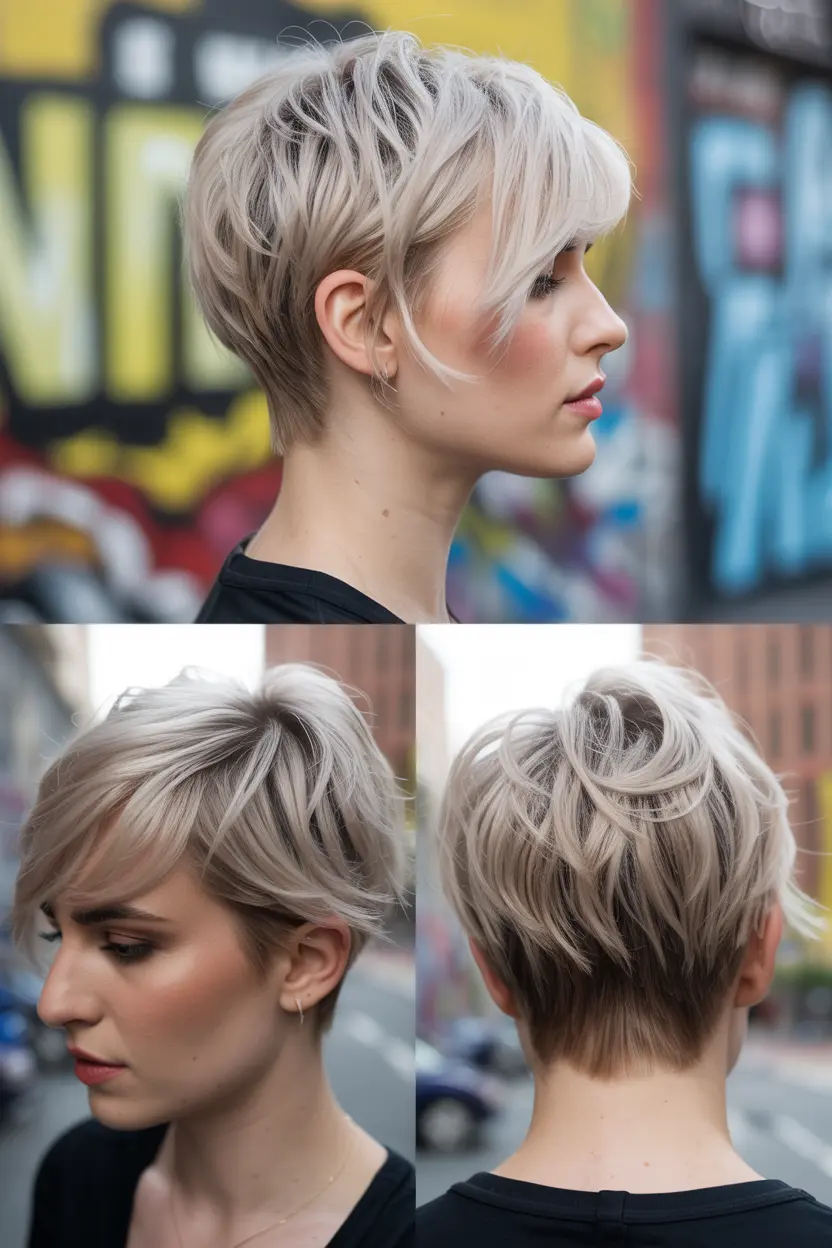 98. stylish tousled pixie with edgy bangs