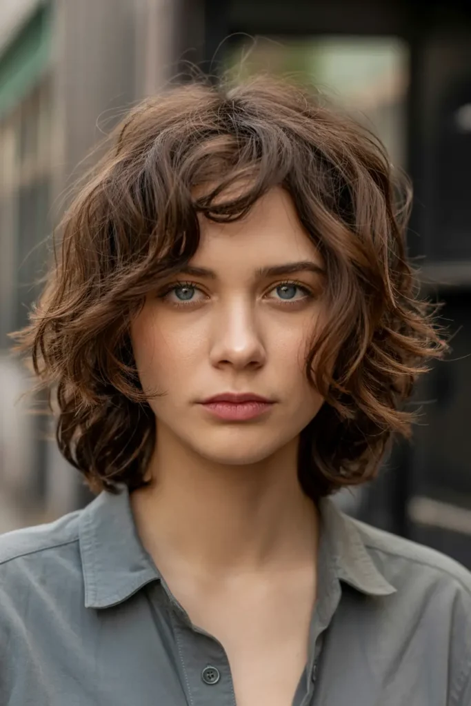 1.shaggy curly brunette bob