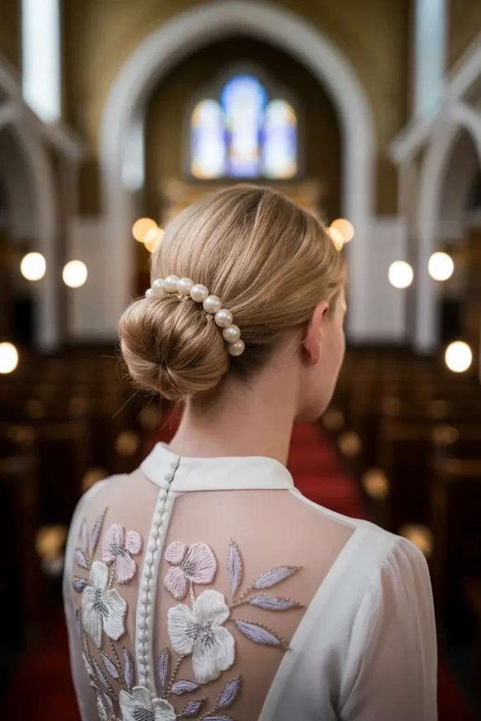 1.sleek low bun wedding hair