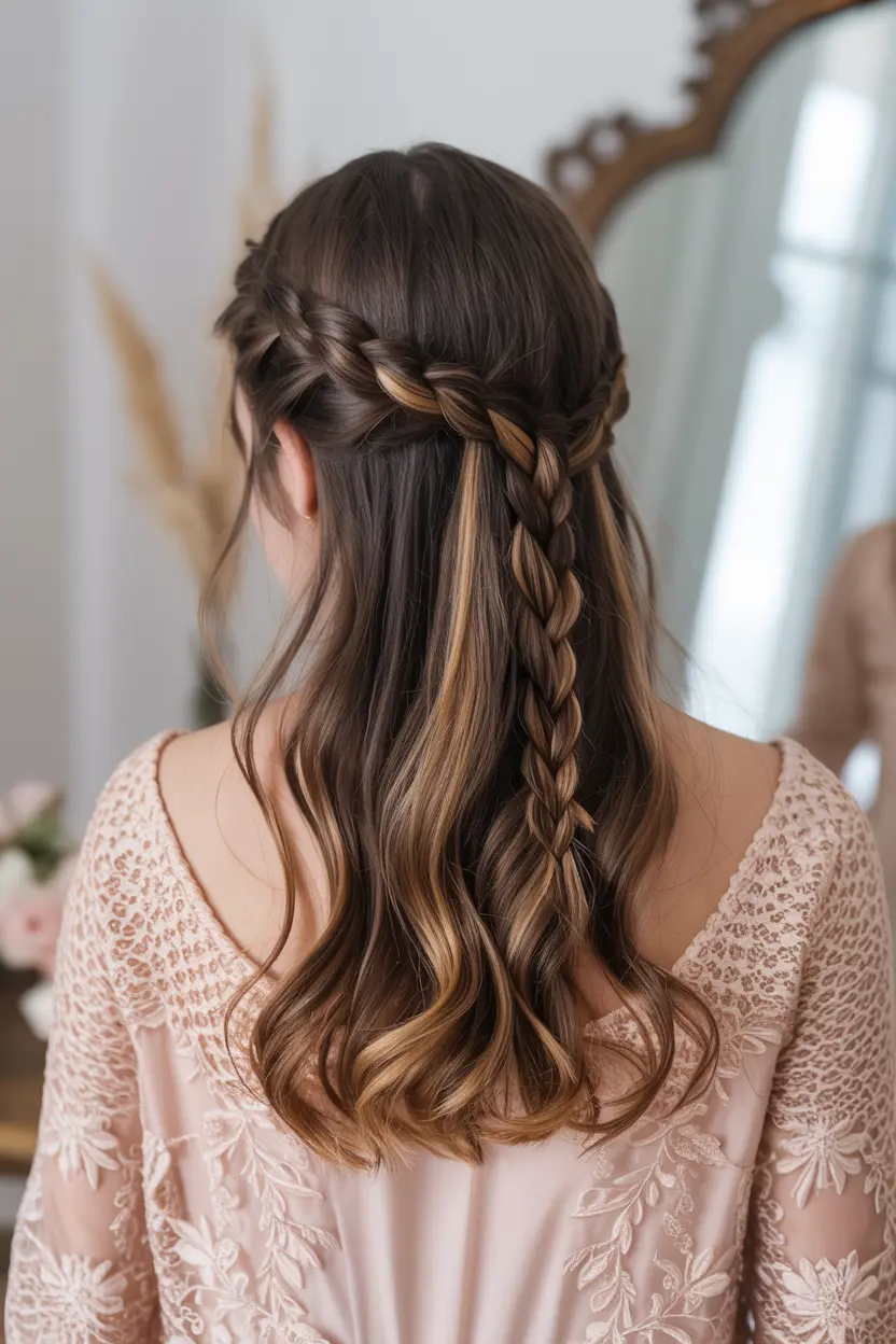 1.soft wave half up hairstyle