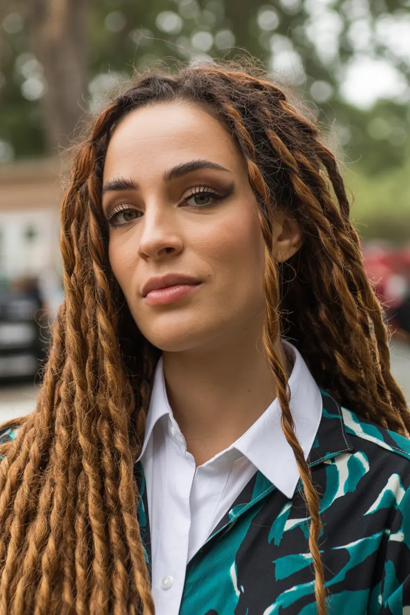 1.wavy golden locs for thick hair