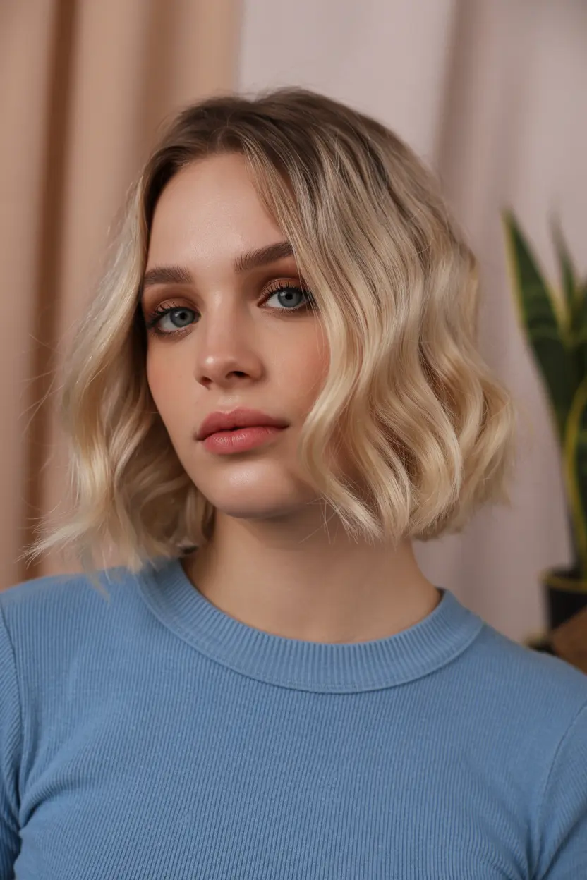 11.short lob with wispy curls and babylights