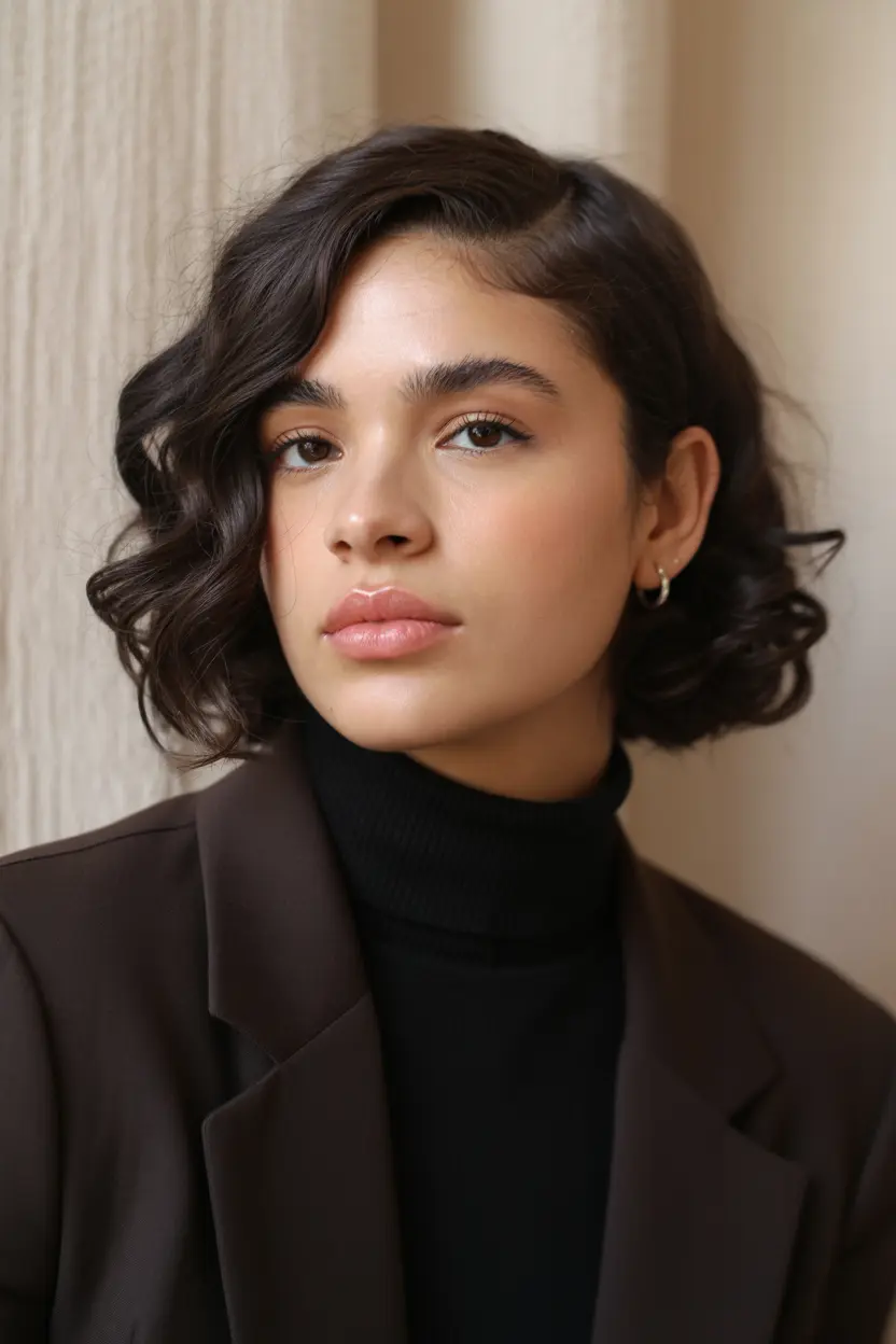 11.side parted curly bob