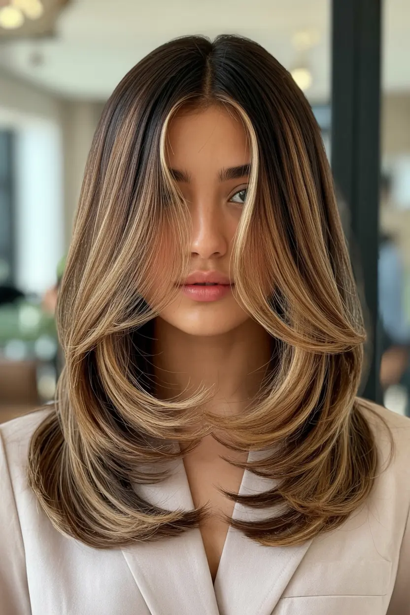 12.long butterfly haircut ombre