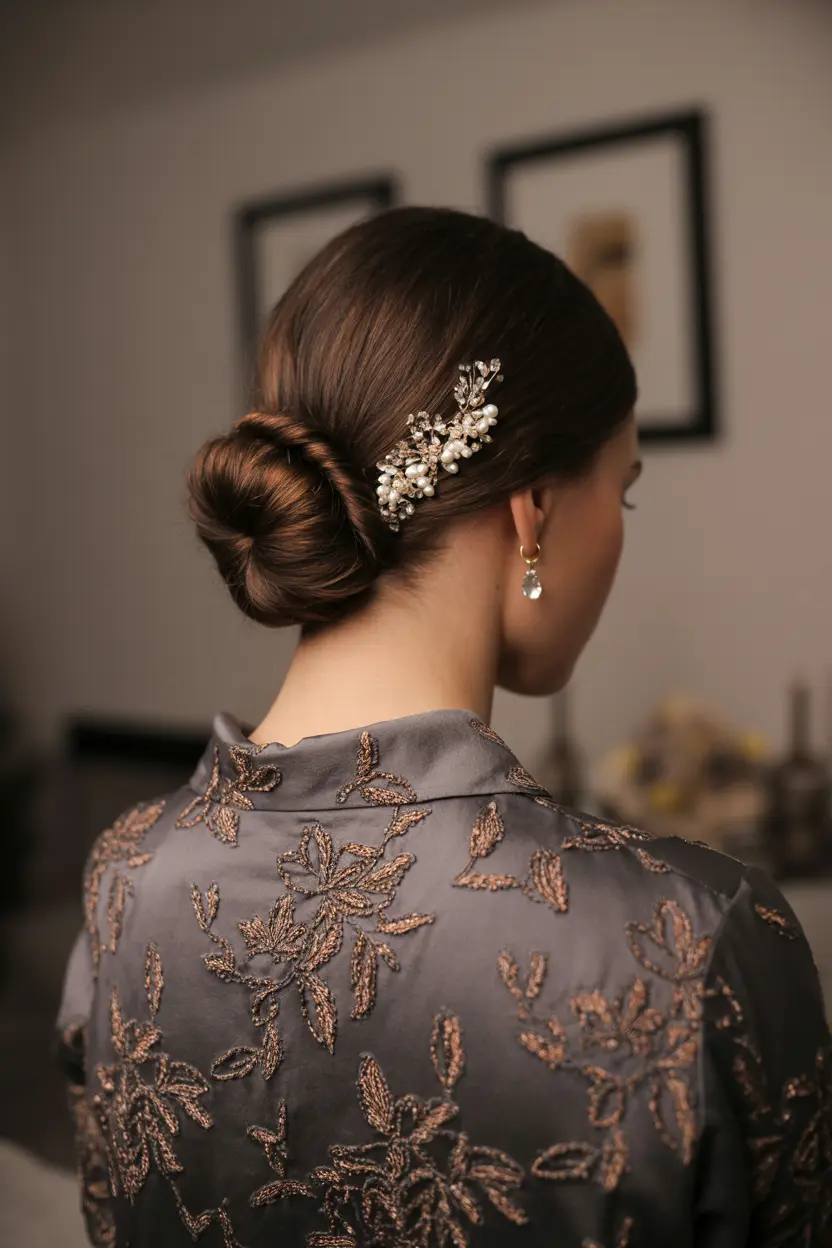12.low bun with sparkle pin
