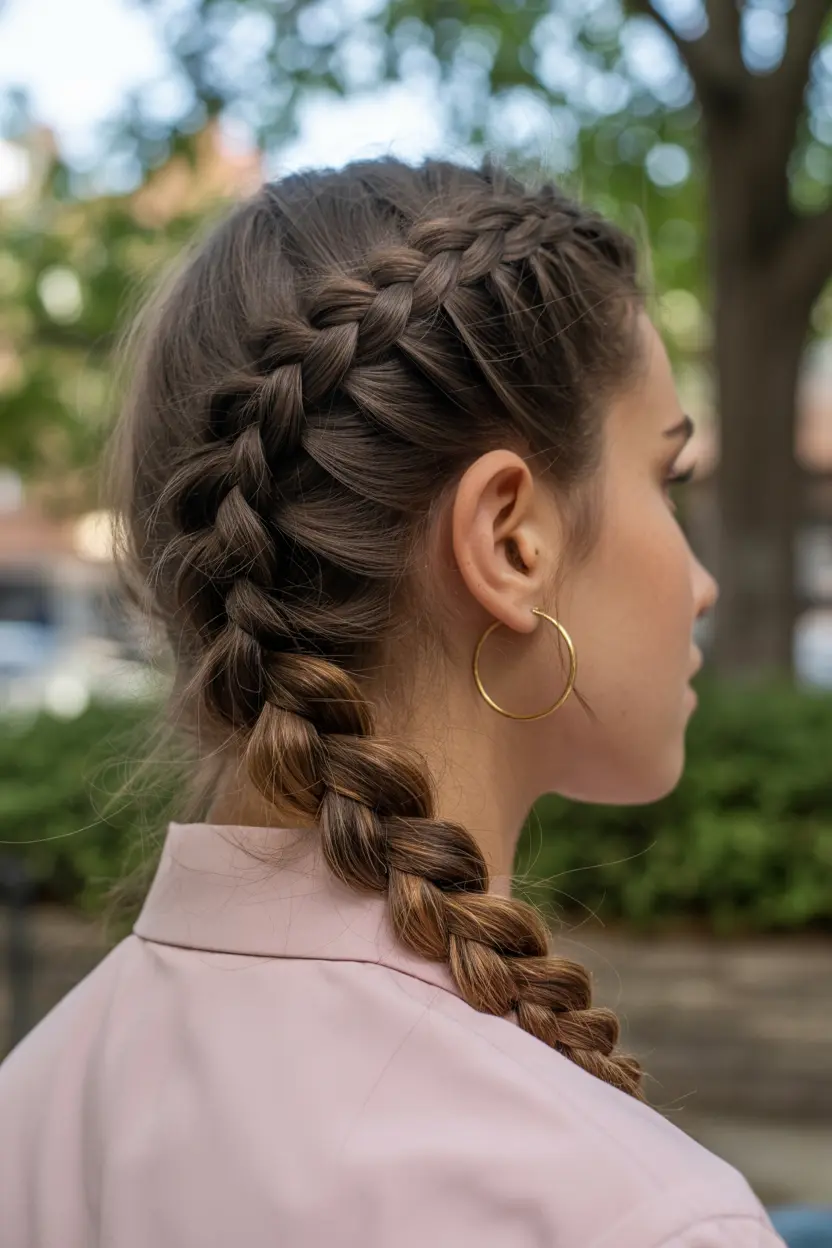 13. short hair french braid pigtails