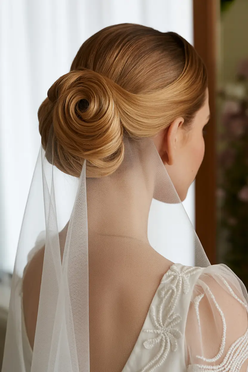 13.sculpted updo with veil
