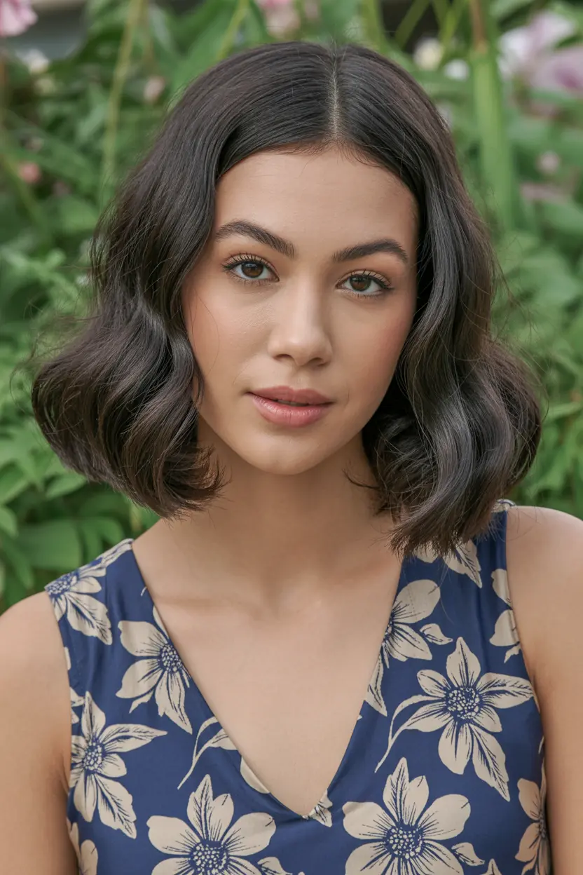 13.shoulder length jet black waves