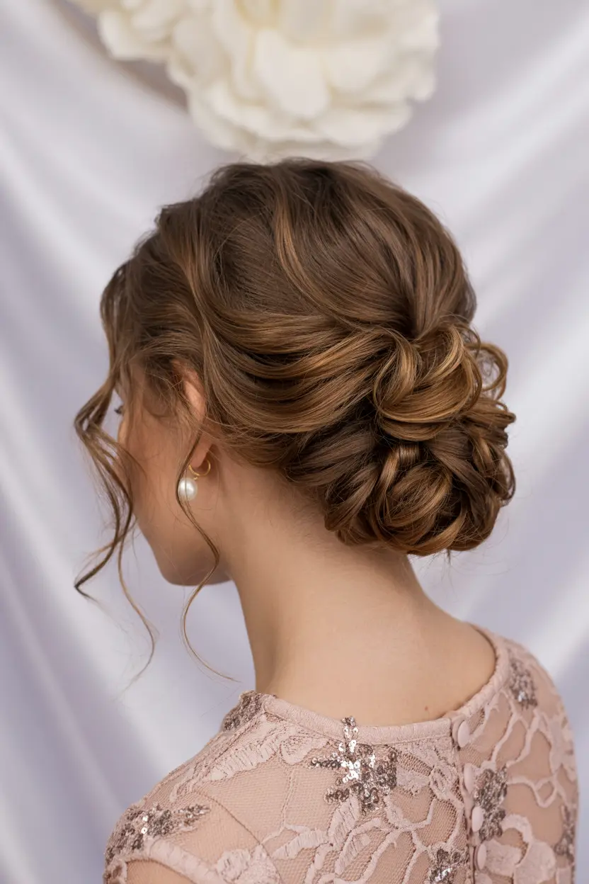 13.soft curly low bun